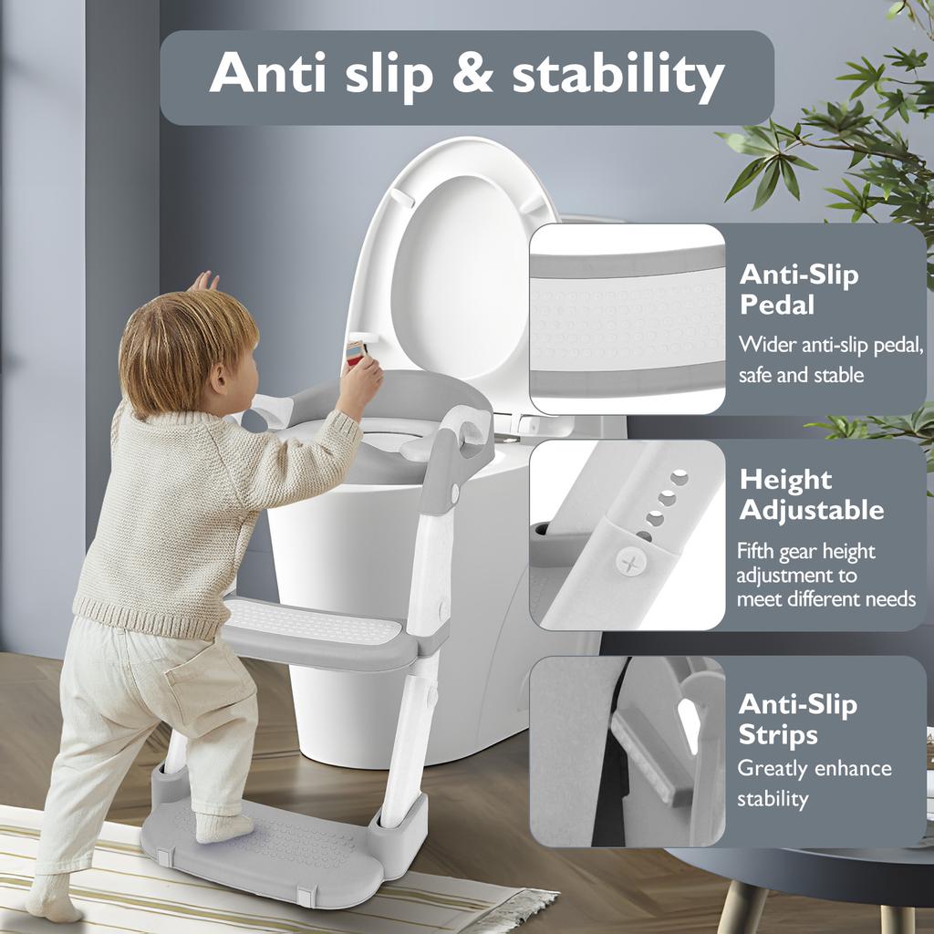 Potty Training Seat Height Adjustable Potty Training Toilet with Nonslip Pad Foldable Toddler Toilet Seat for Toddler Kid Boy