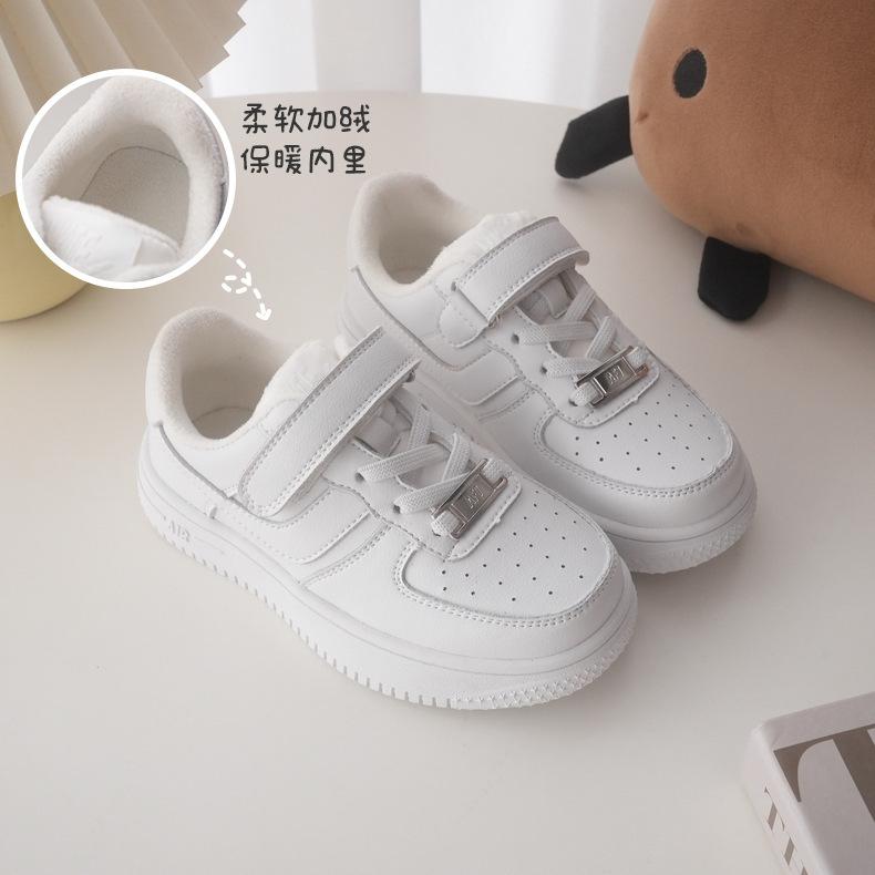 

ins sports shoes [cowhide little white shoes] toddler children parent-child spring and autumn boys and girls high and low single velvet 19