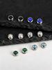 Magnetic Zircon Stud Earrings for Men,8mm Hypoallergenic Stainless Steel Non-Pierced Clip Earrings,Punk Rock Jewelry Gift