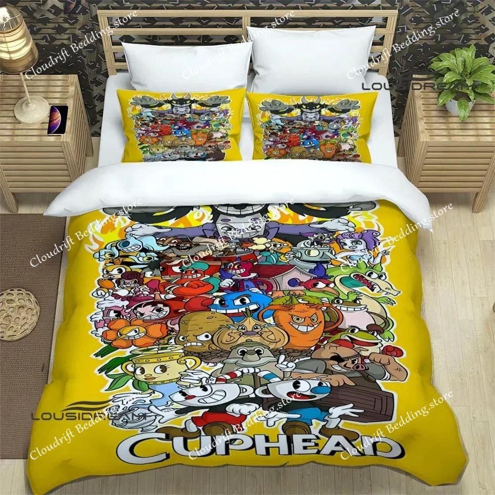 Cuphead Cartoon Druck Bettwäsche Sets Exquisite Bettwaren Bettbezug Set Bettdecke Luxus Mode Polyester Bettdeckenbezug