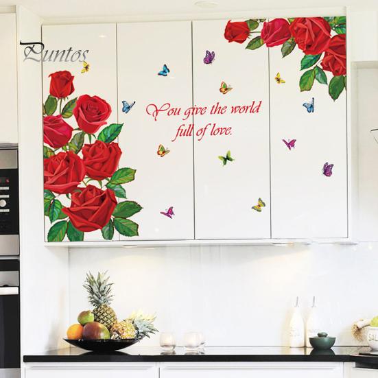 Living Room Flower Decals Wall Decal Removable Peel And Stick PVC Stickers Colorful Rose/Morning Vibrant Decor Glory Floral Murals for Bedroom Nursery