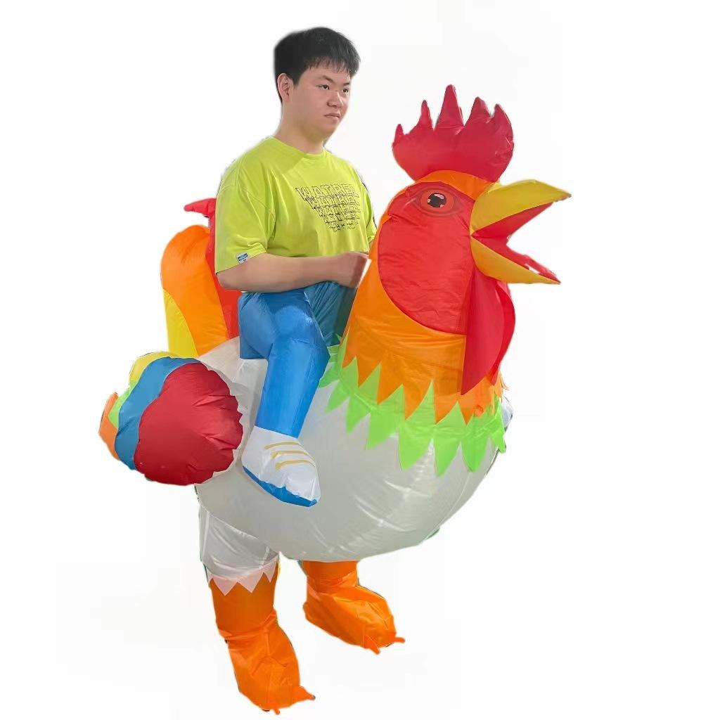 

Красочный надувной костюм петуха, макияж на Хэллоуин, танцевальная вечеринка, праздничные украшения, большой надувной костюм петуха kids for 120-150cm белый