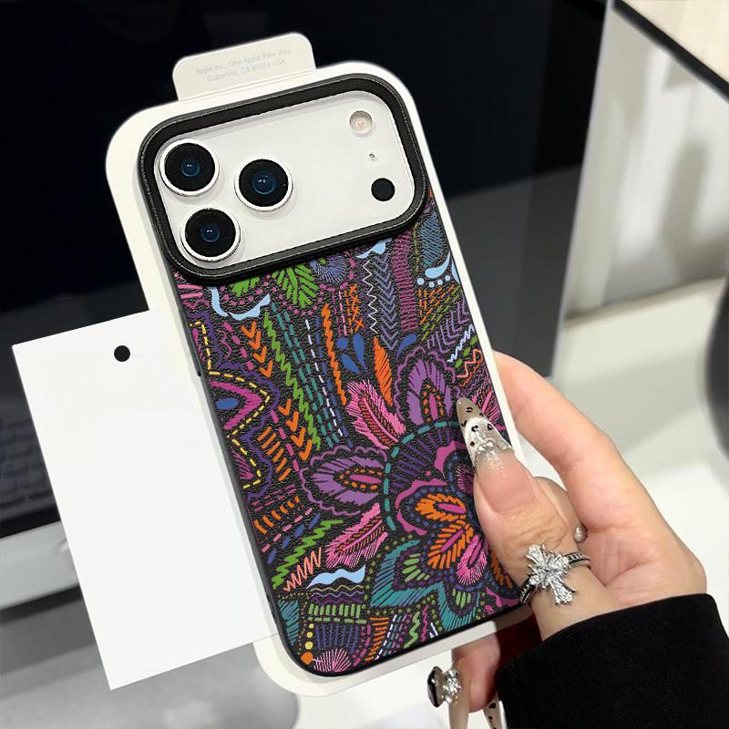 Leather Texture TPU Phone Case For iPhone 17 17e 16e 16 15 Pro Max 14 13 Pro Max 11 Cartoon Flower Soft Silicone Back Cover