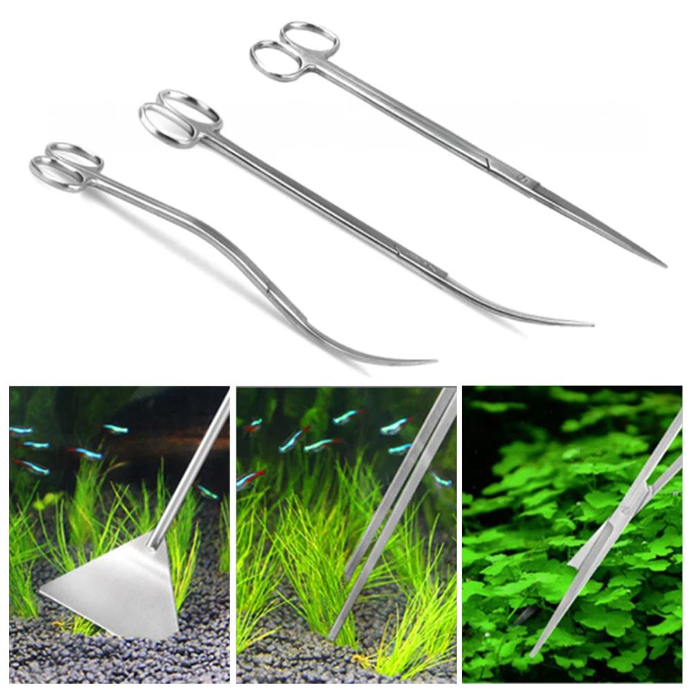 Professional Aquarium Maintenance Tool Stainless Steel Aquatic Plant Scissors Tweezers Spatula Tool for Fish Tank Cleaning