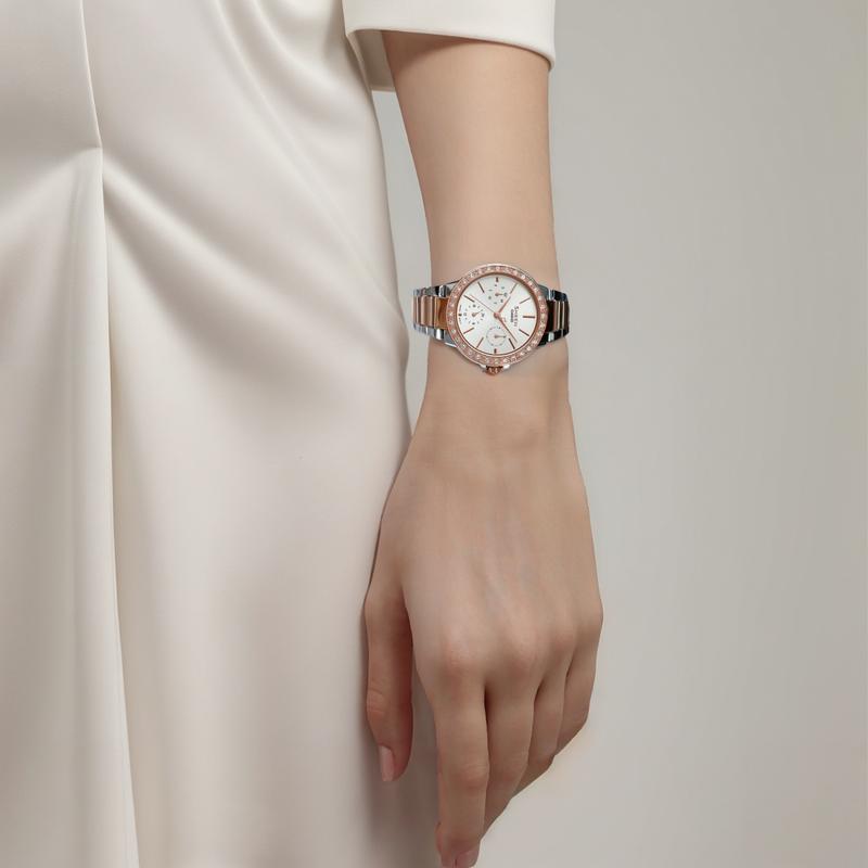 Casio SHEEN Quartz Movement Stainless Steel Strap Japanese and Korean Watch Women's Watch Silver Dial SHE-3069SPG-7A