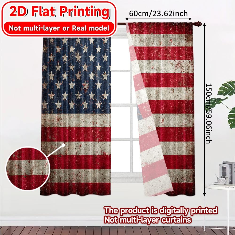 Set Of 2 Flat Printing American Ride Popular Fashionable Curtains Fabric Outdoor Decorations Suitable Bedroom Curtain For Sleeping Area Made Polyester