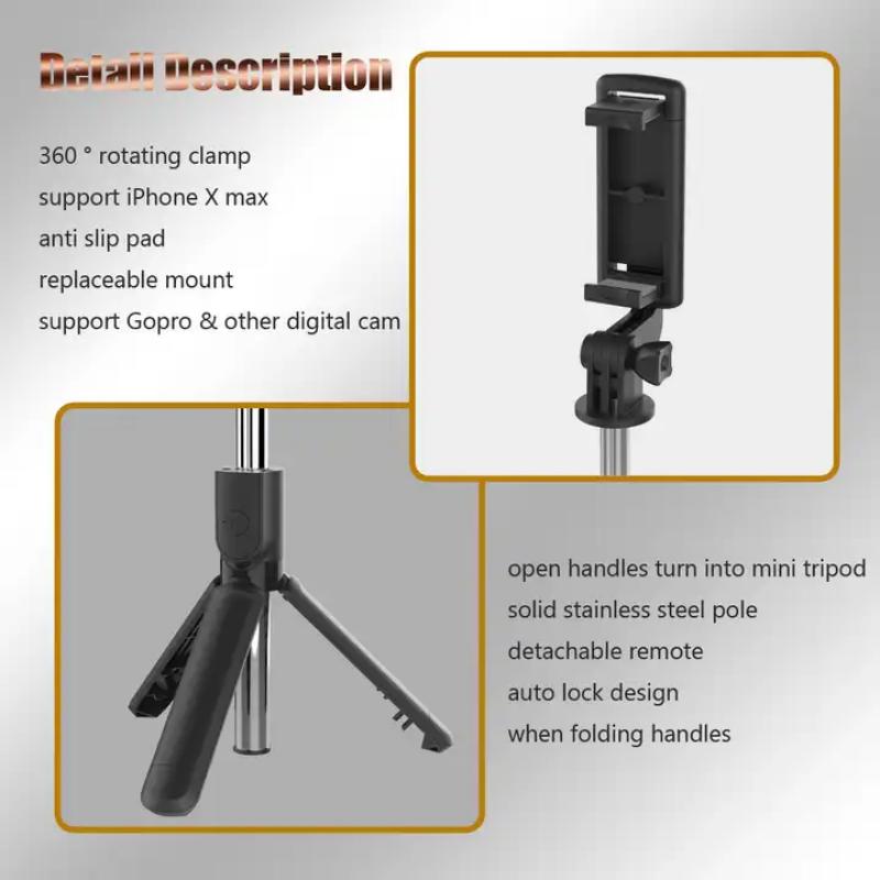 Selfie Stick Tripod S03 Extendable Stick Mini Tripod With Detachable Remote For Smart Phones Selfie Phone Holder for iPhone IOS Android