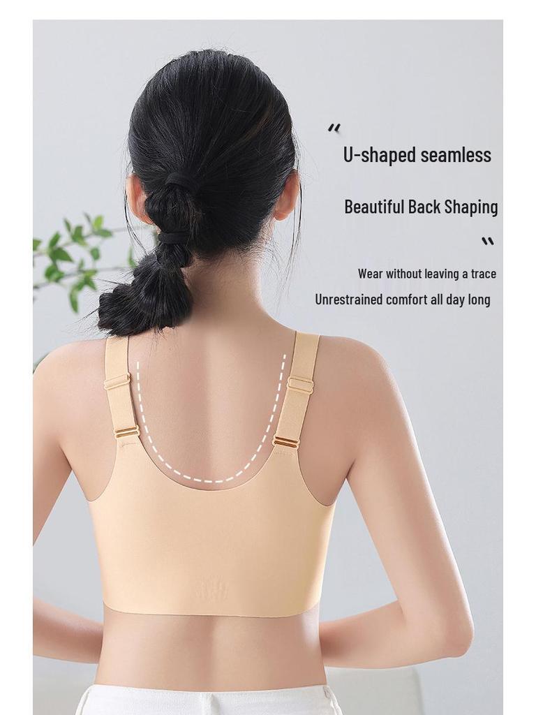 Plus-Size Women's Front-Buckle Nursing Bra: Seamless, Comfortable, for Middle-Aged & Elderly.