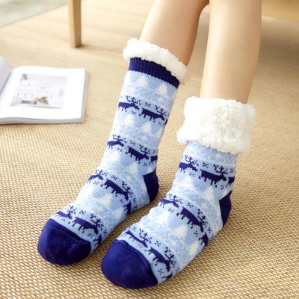 Christmas Floor Socks For Women, Winter Fleece-lined Postpartum Carpet Socks, Sleep Home Snow Socks