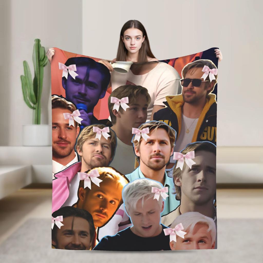 Ryan Gosling Collage Warm Soft Blanket Funny Travel Office Throw Blanket Couch Bed Flannel Bedspread Sofa Bed Cover