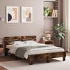 VidaXL Bed Frames with Headboard and LED, Double Bed with Slatted Base, Adult Bedroom Bed, Smoked Oak 135x190 Cm 3207571