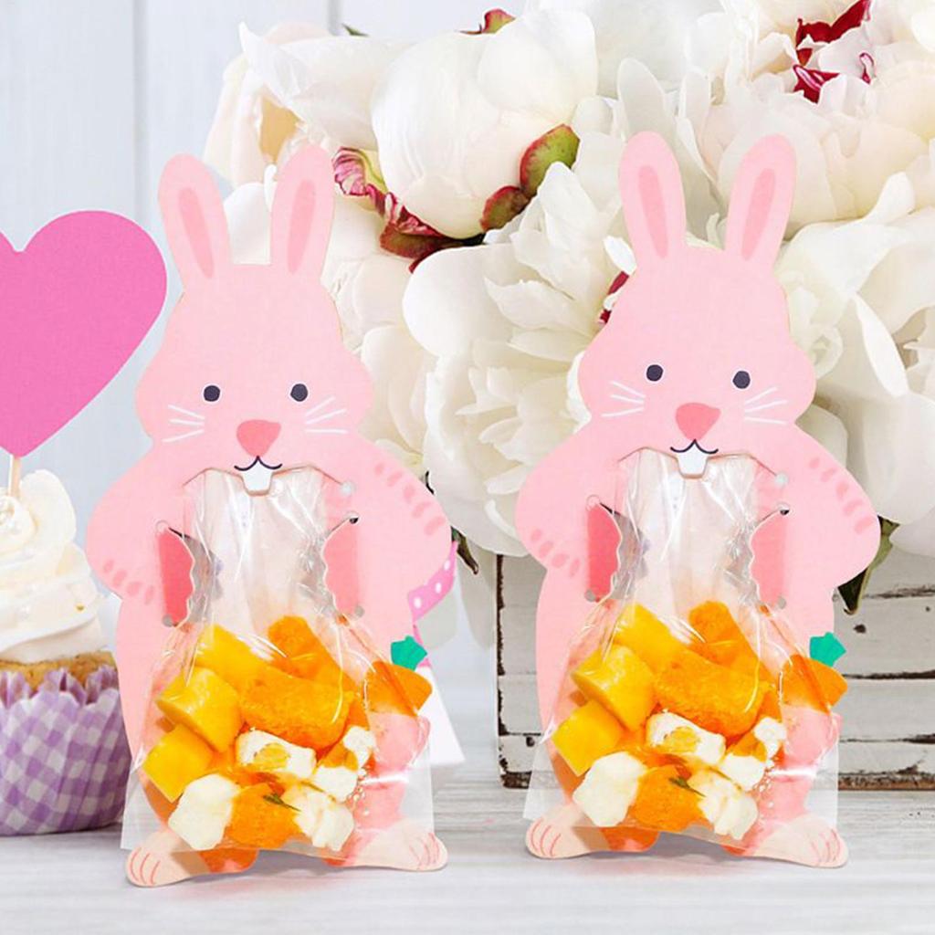 Easter Bags 20 Pieces Festive Party Supplies Pouches Bunny Treat Bags for Cookie Snack Toy Family Gatherings Classroom Exchange