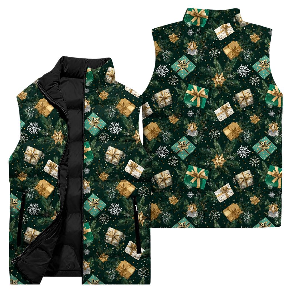 Ladies' Casual And Fashionable Sleeveless Vest Christmas Printed Cotton Jacket