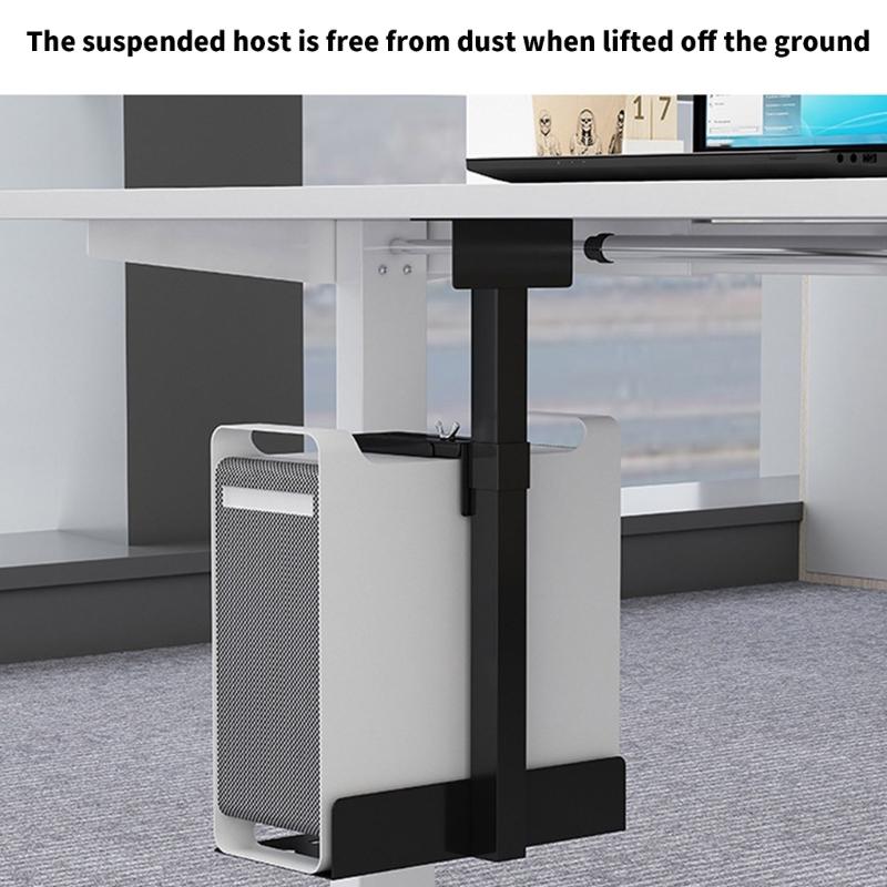 PC Case Holder Adjustable Metal Under Desk CPU Holder Bracket For Home Office And Gaming Setups Enhances Legroom