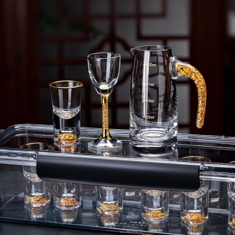 OLOEY Gold Foil Baijiu Decanter & Glass Set with Deer Rack