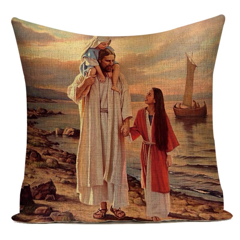 Pearl Girl Wearing Earrings Art Oil Painting Decorative Throw Pillow Case Polyester Cushion Cover for Living Room Decoration