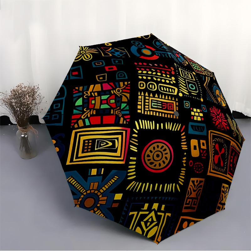 1pc Abstract Patterns Open/Close Folding Umbrella, All- Portable Umbrella for & Men, Stylish Accessory (Holiday Gift) 8-Rib Yy251213152