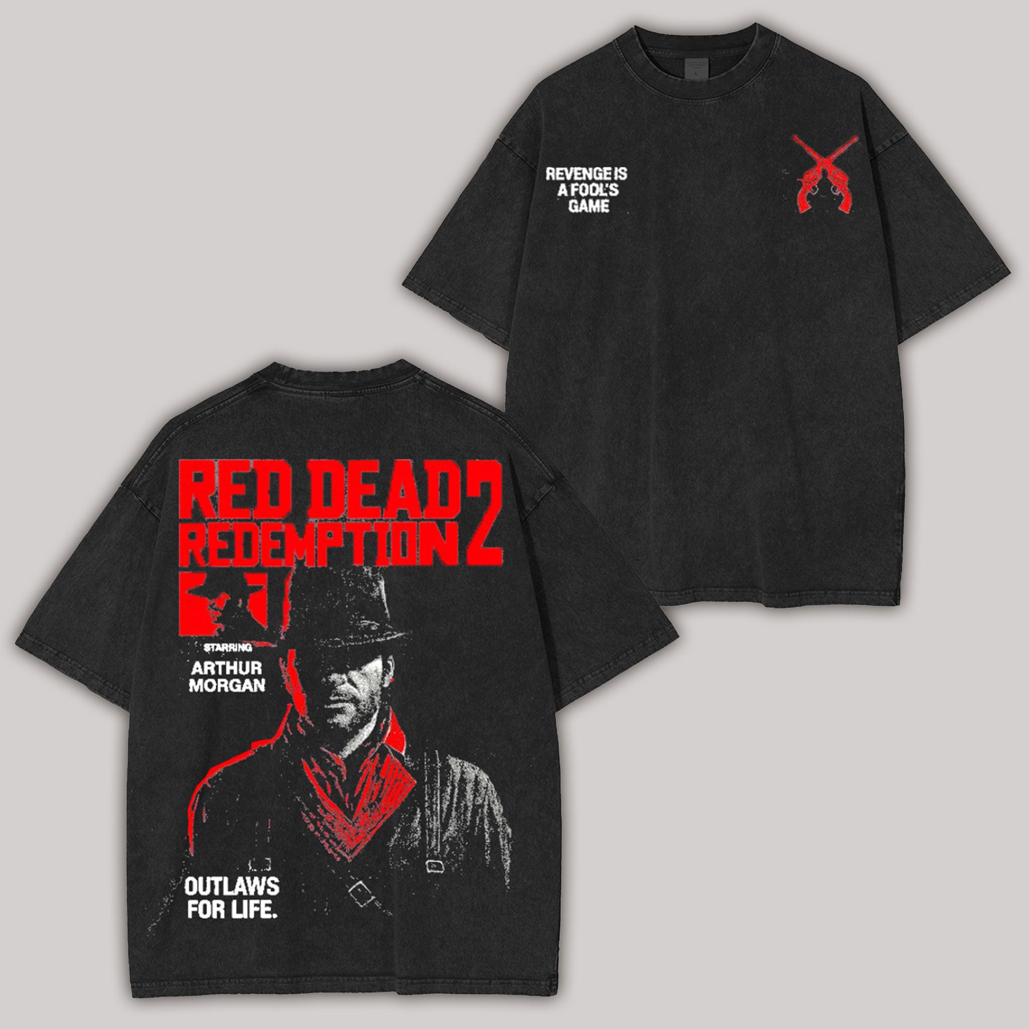 Trendsetter Loose Clothes Red Dead Redemption Anime Liefhebber Gewassen T-shirt Kleding voor het hele jaar Hoge kwaliteit Persoonlijkheid Kleding Grote Maten Unisex Nieuw Model Koppel T-shirt S