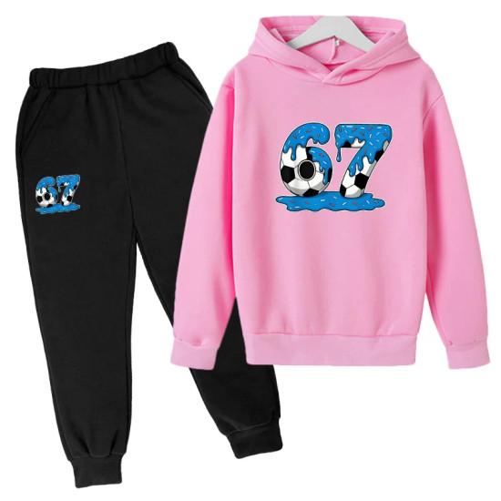 Moda 67 Ropa para Niños Sudadera+Pantalones Conjunto Primavera Otoño seis siete meme Chándal Conjunto de 2 Piezas 3-12 Años Niños sudaderas con cremallera