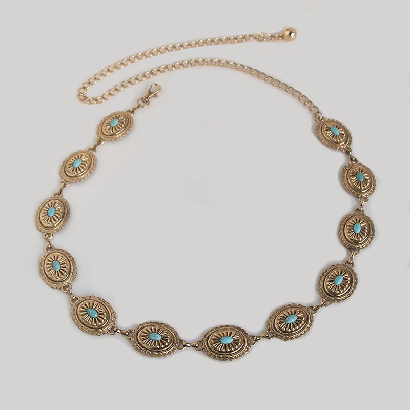 

Boho Womens Waist Chain With Metal And Turquoise Accents For Fall Fashion Statement золотий