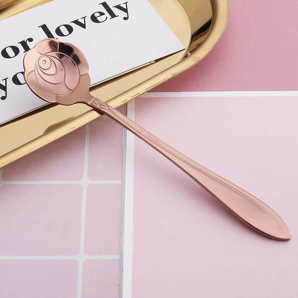 Mixing Spoon Bar Tools Tableware Stainless Steel Flower Spoon Set Cutlery Set Teaspoon Soup Spoon