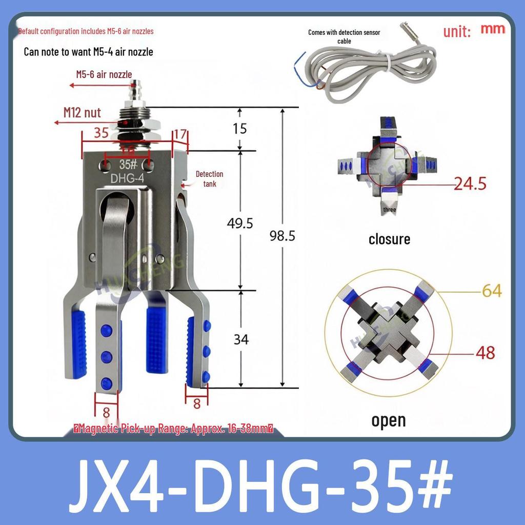 Robotic Arm with Four-Jaw Detection Gripper, Strong Mini Pneumatic Clamp Mini-DHVG Series