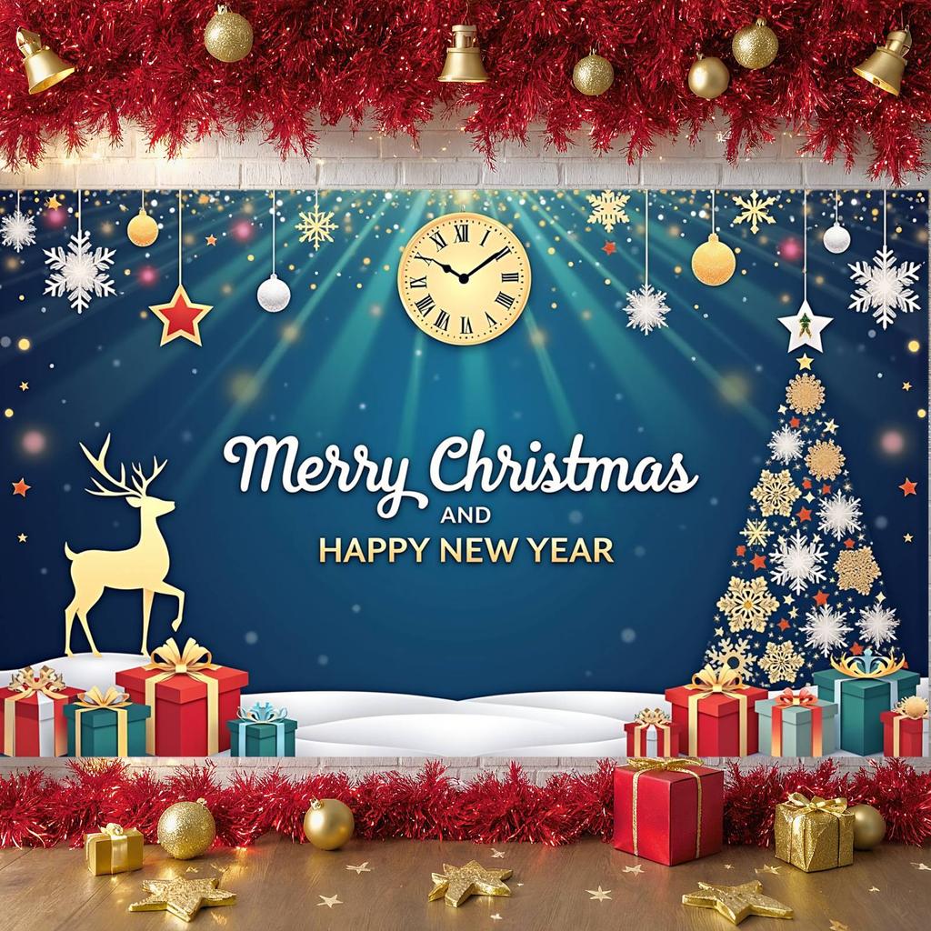 Christmas Banner Christmas Tree Design Winter Celebration Banner New Year Backdrop Snowflake Decor New Year Banner For New Year