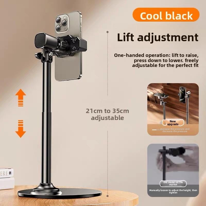 Aluminum Alloy Phone Rotating Stand For Live Streaming And Video Recording With Adjustable Height And 360 Degree Rotation