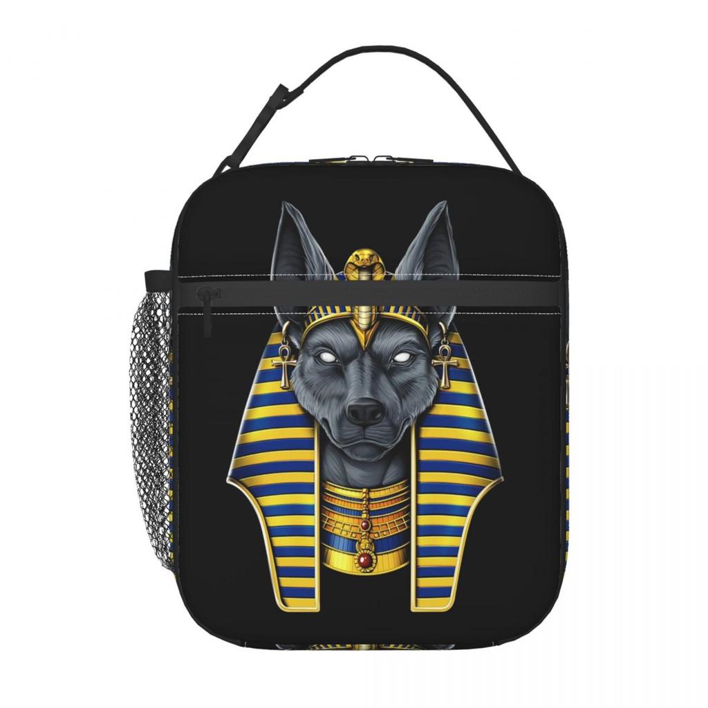 Egyptian God Anubis Art Insulated Lunch Bag for Women Children Portable Food Boxes Thermal Lunch Box Tote