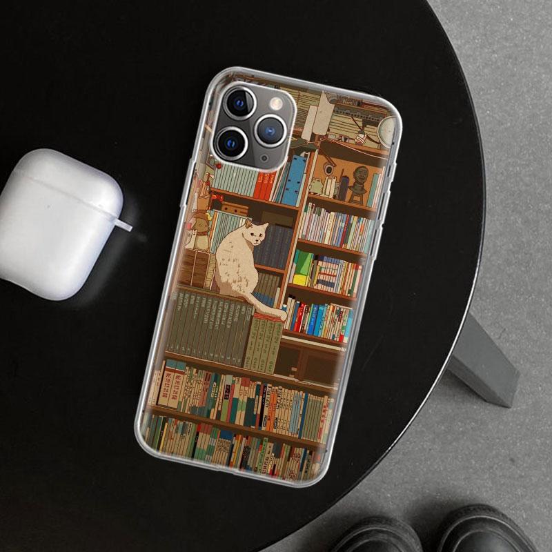 Read Books illustration Reading Phone Case Cover for iPhone 11 12 13 Mini 14 15 Plus 16 Pro Max 17 Air 7 8 + SE Art Customized F