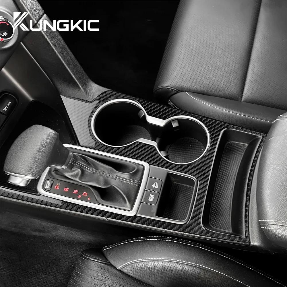 For Kia Sportage 2017 2018 2019 2020 2021 LHD Real Soft Carbon Fiber Sticker Car Gear Shift Water Cup Panel Interior Accessories