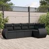 Vidaxl 5-Cz. Garden Lounge Set, Cushions, Black PE Rattan