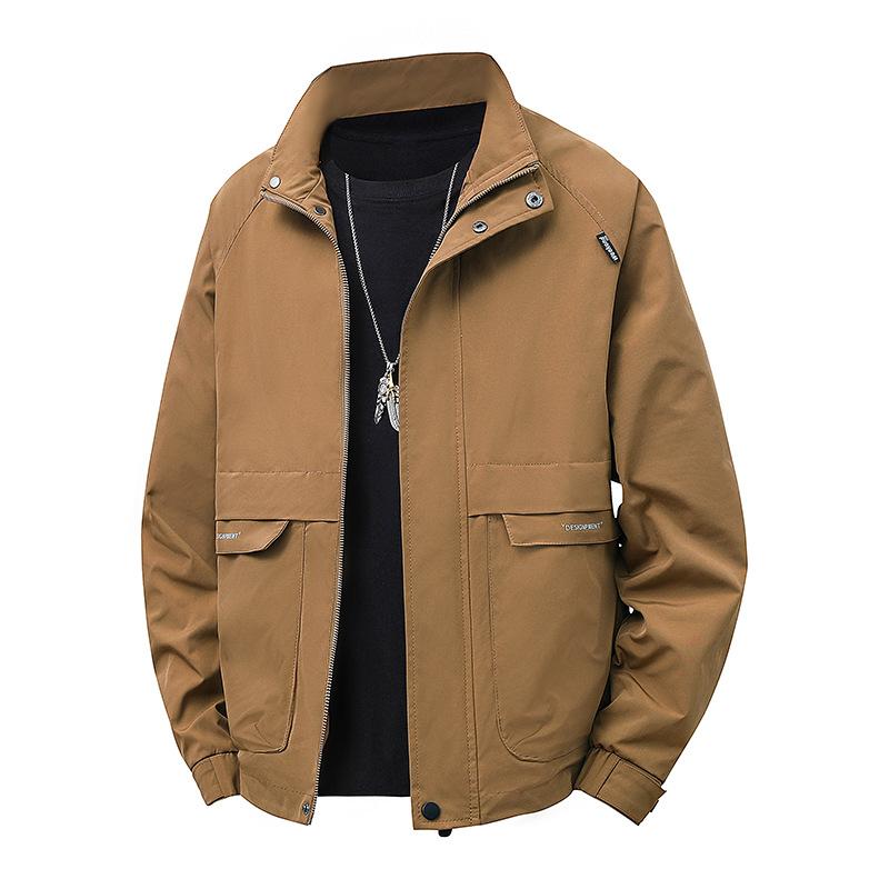 

Douyin popular spring and autumn new jacket men s stand-up collar tooling jacket trendy outdoor waterproof and windproof jacket 4XL хаки