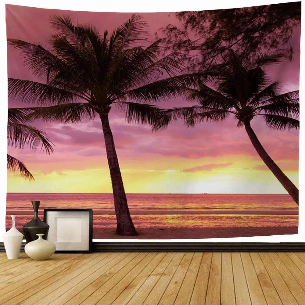 Sunset Scenery Tapestry Beach Tapestry Palm Tree Tapestry for Kids Boys Girls Teens Decor Wall Hanging for Bedroom Living Room