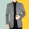 Abrigos de Lana de Otoño e Invierno para Hombre, Hombres de Mediana Edad, Chaquetas de Lana de Cuello Alto Casual de Negocios, Abrigos Largos de Lana para Hombre