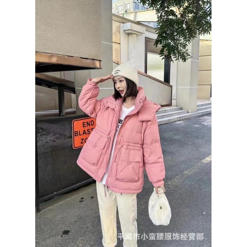 Womens Mid-Length Puffer Jacket Thick Warm Down Coat Slim Fit With Pockets Winter