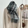 New Plaid Scarf Circle Yarn Thickened Warm and Versatile Korean Version of Maillard Atmosphere Fringed Scarf