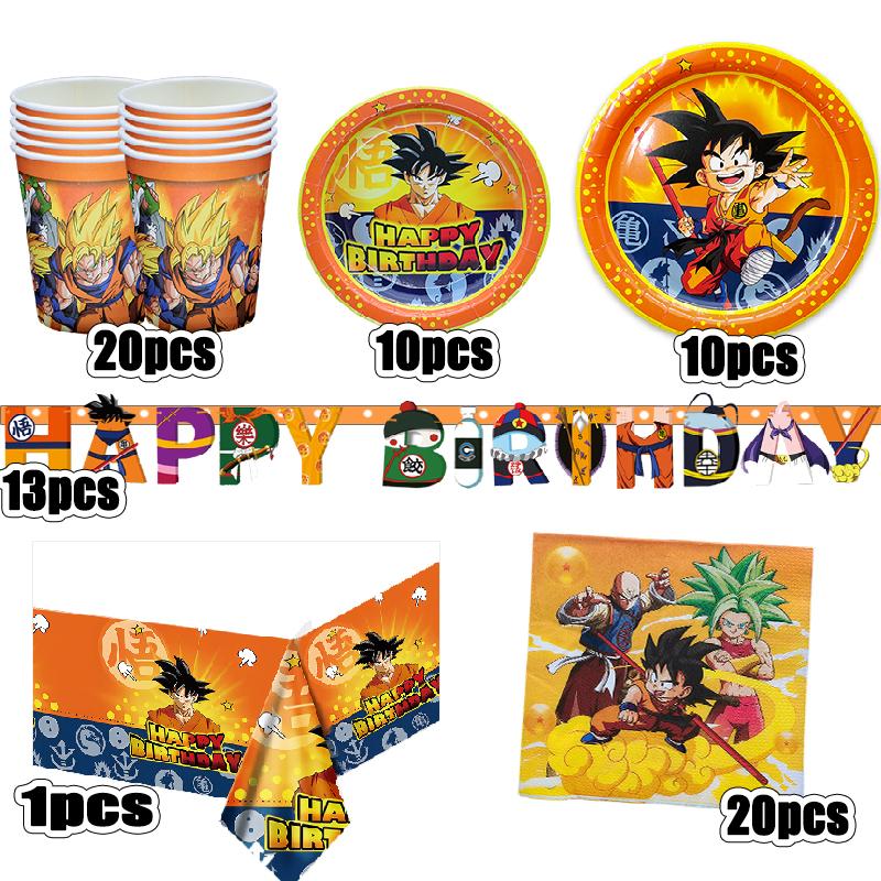 Dragonball Party Decoration Dragonball z Disposable Tableware Tablecloth Cups Birthday Banner Plates Baby Shower Supplies Toys