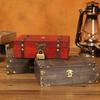 Wooden Vintage Gray Storage Box With Lock For Jewelry Organizer Decoration Home