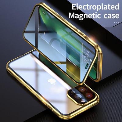 360 Metal Magnetic Adsorption Case For iPhone 16 15 14 13 12 11 Pro Max Plus Double Sided Glass Buckle Full Camera Lens Protector Cover