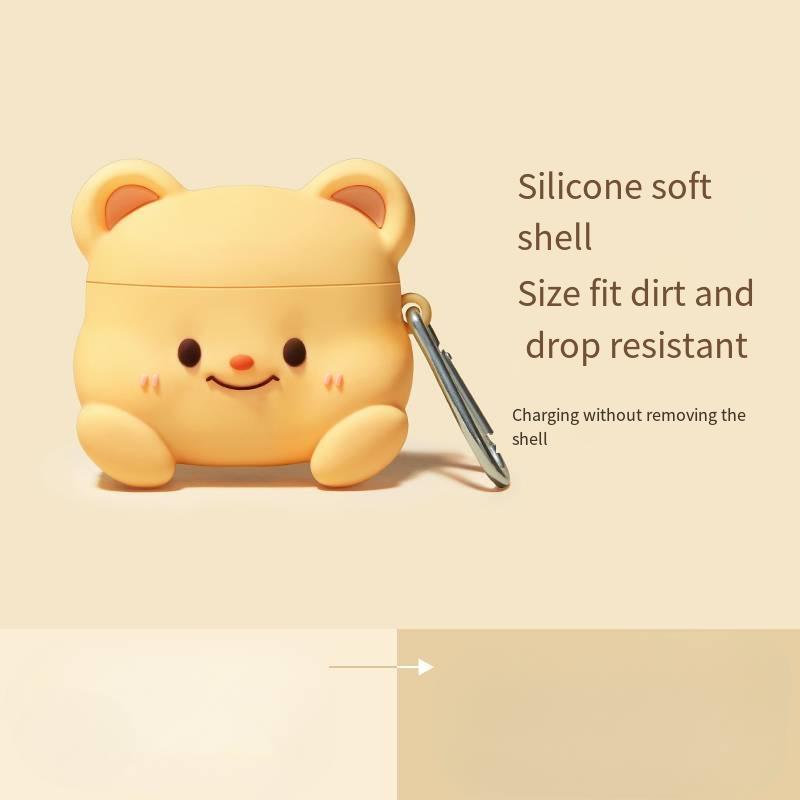 

Трехмерный плюшевый медведь-масло, подходящий для Airpods 1 2 3 Pro Pro 2, беспроводной чехол для наушников Bluetooth, полный комплект, защита от царапин for Airpods 1or 2