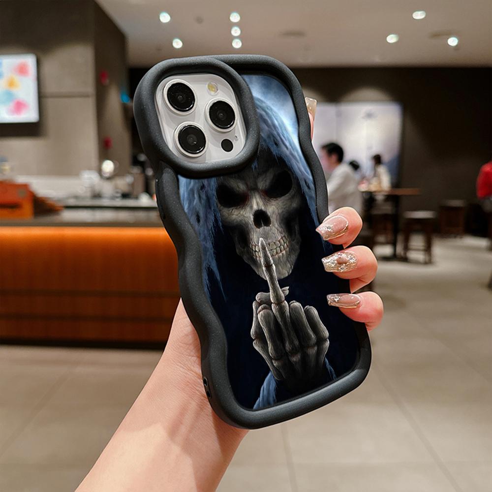 LZ13 Death Prayer Grim Reaper Skull Wave Silicone Phone Cases for Samsung A15 S23 FE S24 Ultra A34 A54 A14 Motorola G32 OnePlus Soft Cover