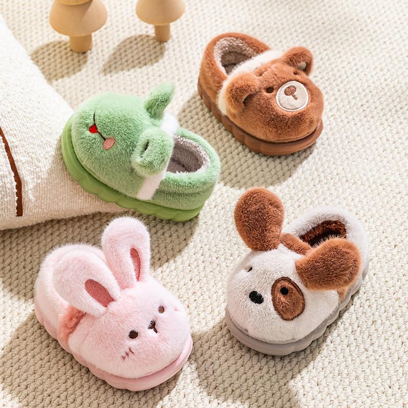 Baby Warm Cotton Shoes Autumn Winter New Boys Girls Cartoon Animal Cotton Slippers Non Slip Comfortable Soft Sole Plush Slippers