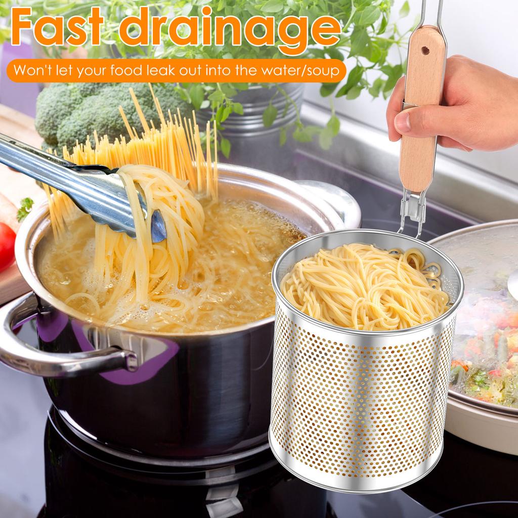 2Pcs Stainless Steel Funnel Basket Pasta Basket Kitchen Cooking Noodles Strainer Accessories Multifunctional Deep Fry Basket