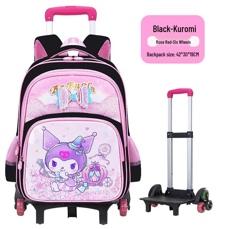 Lightweight Trolley Schoolbag for Primary School Girls - Large Capacity Backpack for Grades 1-6