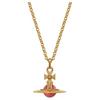 Tiny Orb Saturn Transparent Red Ball Pendant Necklace Unisex Necklace Brass Crystal Gold 63020224-02R513-CN