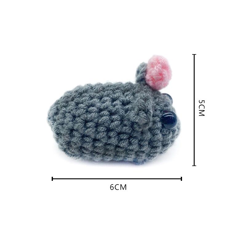 Sad Hamster Plush Keyring Cute Crochet Hamster With Bow Knitting Doll Keychain For Girls Bag Pendant Accessories