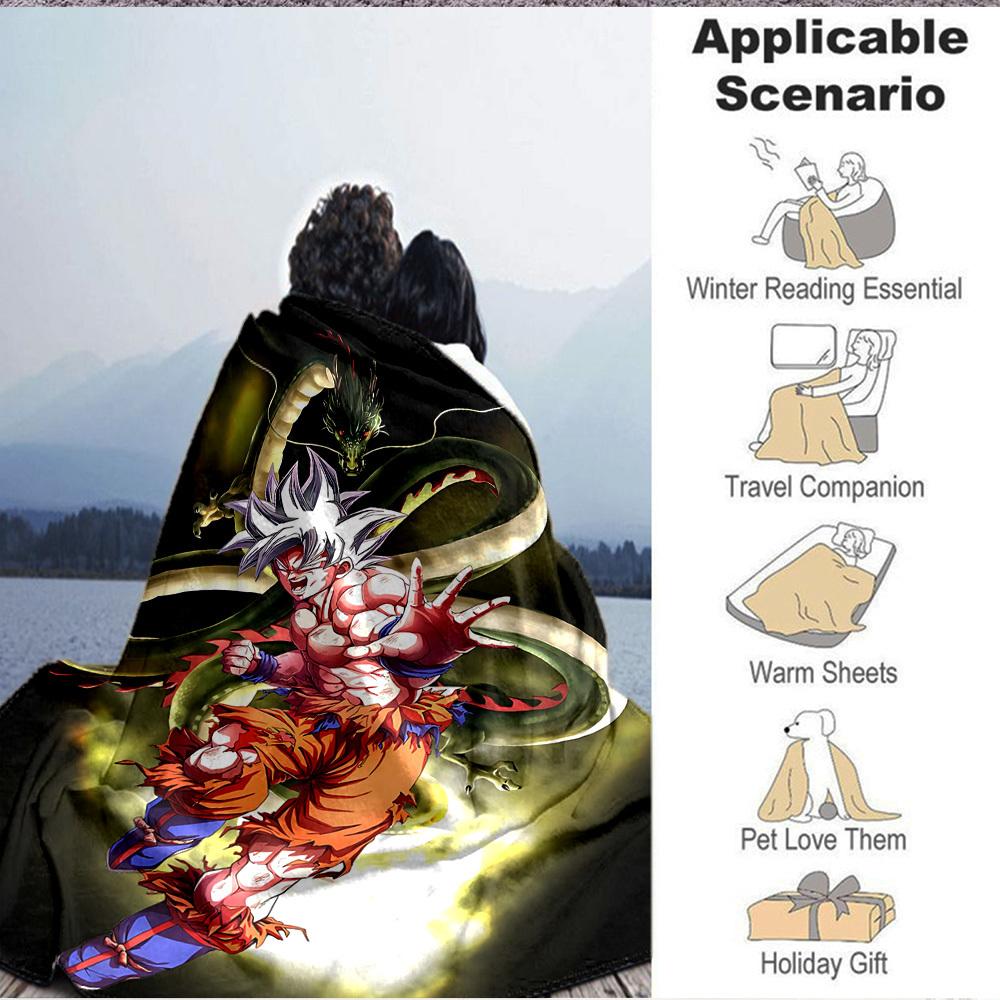 1pc Goku, Shenron Blanket Soft All Season Throw with Vibrant Design, Perfect for Home, Travel, and Gifts, Ideal for Naps and Camping