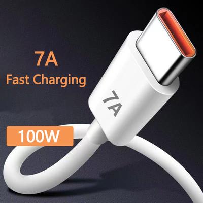 7A 100W Type C USB-kabel Superrask ladekabel for Huawei Mate 40 30 Xiaomi Samsung hurtigladende USB-laderkabler Dataledning