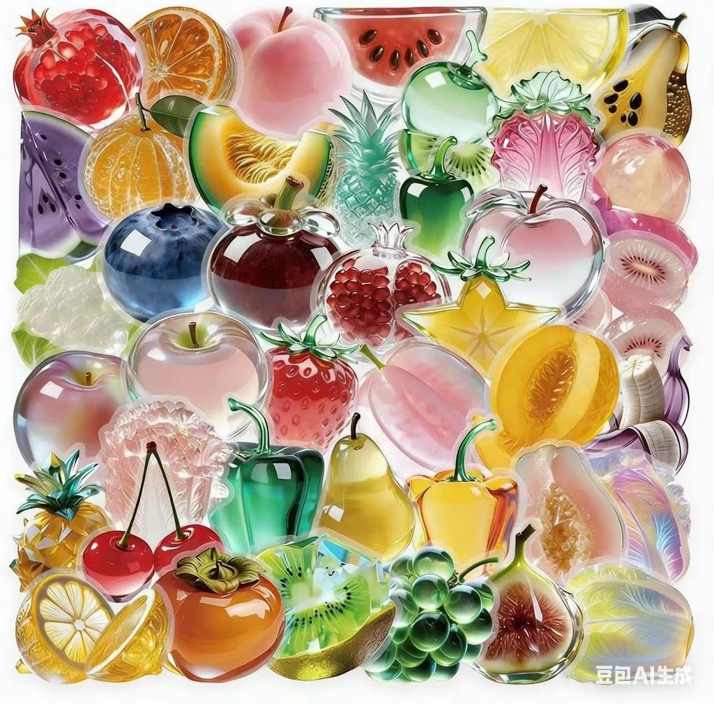 Crystal Glass Fruit Sticker Pack Colourful Decorative Stickers Assorted Fruit Designs Glossy Finish53 Pictures